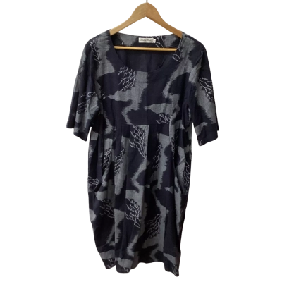 Ruby Rain   Size 14 Casual Dress Blue / White linen Cotton blend j