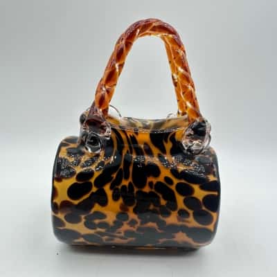 Tortoiseshell Leopard Art Glass Handbag