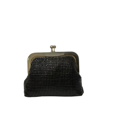 Glomesh Womens Purse Black  / Gold (Two sections)