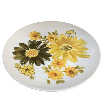 Topaz Crown Lynn New Zealand Yellow Floral Plate Approx 20.5cm diameter