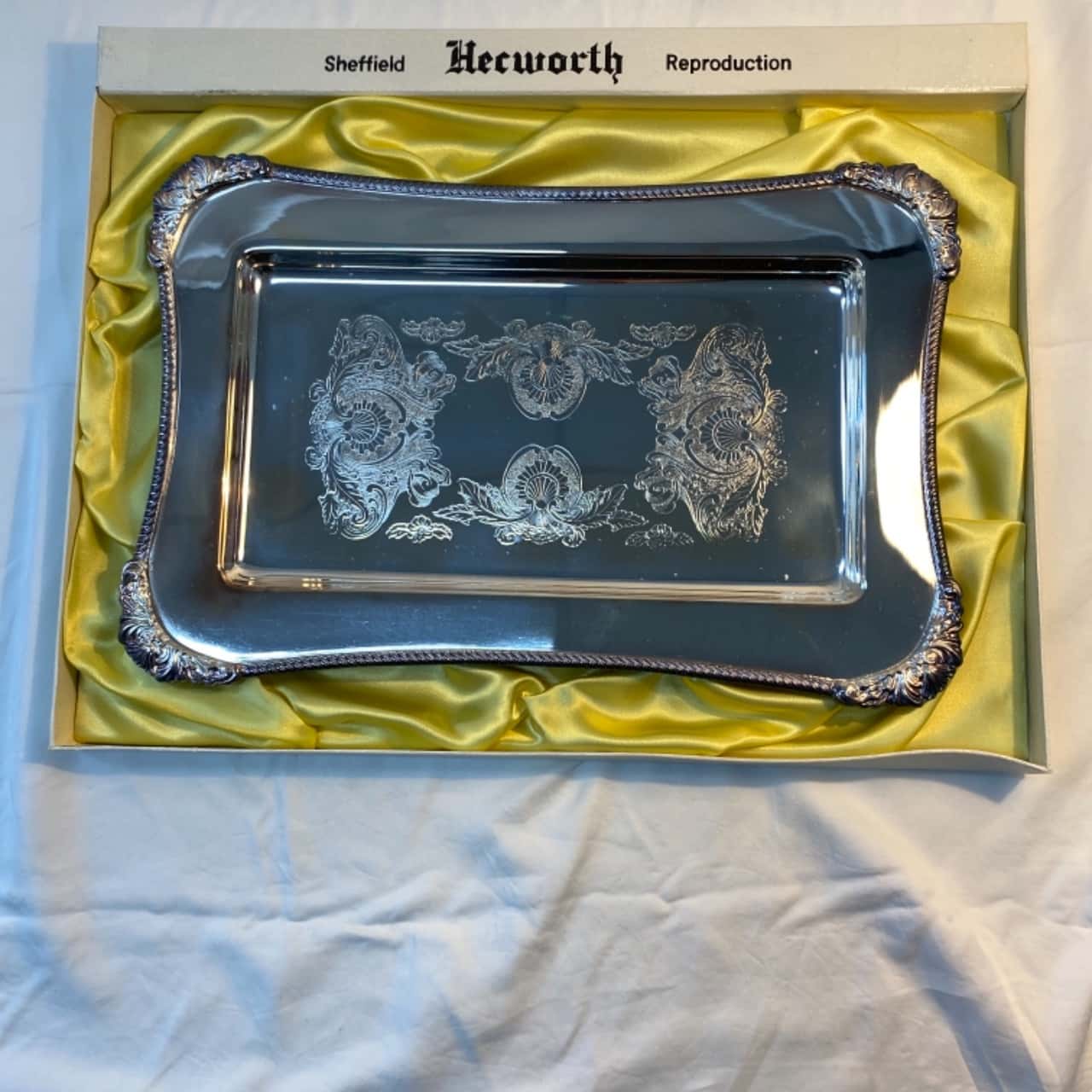 Plateau De Service Vintage En Métal Argenté Hecworth Sheffield - Occasion