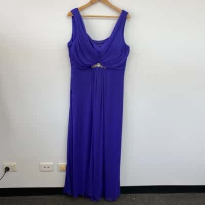  Mr K Blue Silver SLeeveless Evening Maxi Dress Size 20 