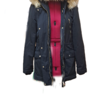 Zara t r f outerwear black faux fur trim hooded jacket