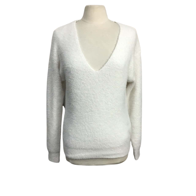 Zara V-Neckline White Knit Jumper 