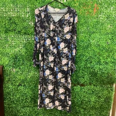 Loobies Story Womens  Size 14 Casual Dress Black  / Floral 