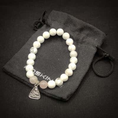 Classy Howlite & Pink Quartz Stretchy Bracelet By Von Treskow In Original Gift Bag