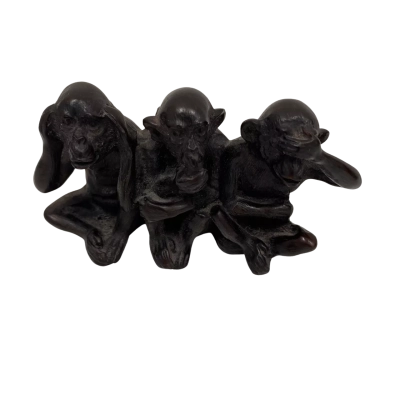 Vintage Brown Resin 3 Wise Monkeys 