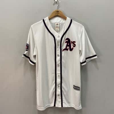 Oakland Baseball Jersey  Mens  Size L  White 