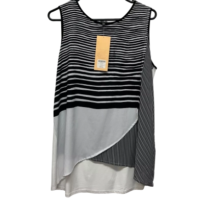 Liz Jordan Women's  Size 14 Sleeveless Top Black  / White/Striped 