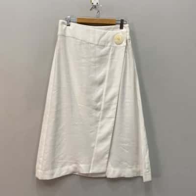 Viktoria & Woods Womens  Size 10 A-Line Wrap Skirt Off White 