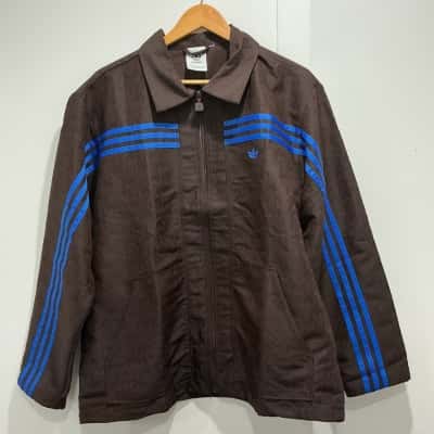 Adidas Mens  Size XL Front Zipper Blue / Brown 