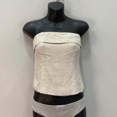 Staple the Label Womens  Strapless Size L S Top Beige/Natural