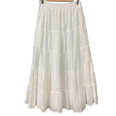 BNWT Noni B Womens Size 12 White Eyelet Tiered Maxi Skirt