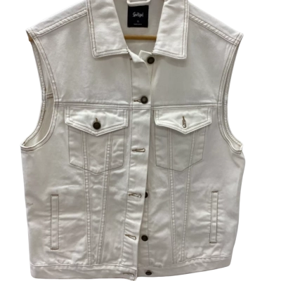 Sportsgirl Womens  Size 10 White button white denim vest/jacket 