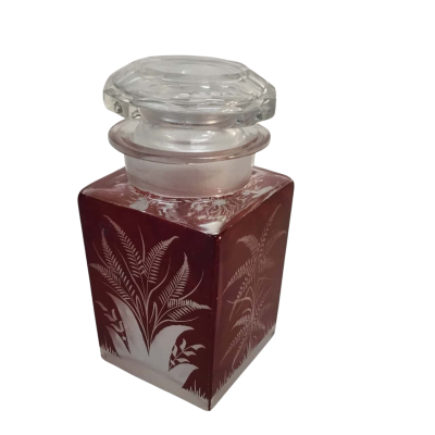 Vintage Repo Cut Glass Red Patterned Perfume Bottle Approx 15 x 7cm