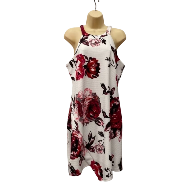 Crossroads Womens  Size 14 Midi/Sleveless Asymmetric Dress Floral / White 