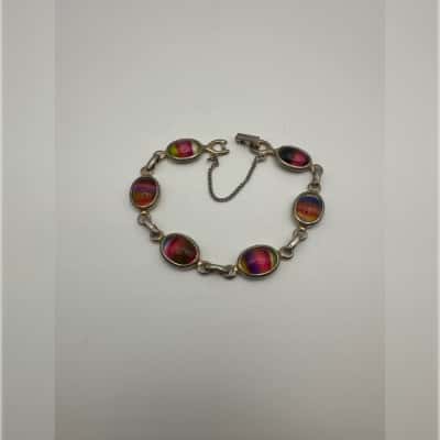  Vintage Sarah Coventry Signed "Rainbow Harmony" Art Glass Bracelet