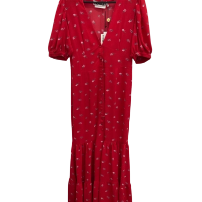 ROTATE Birger Christensen Floral Long Womens  Size 14 Floral Dress Red 