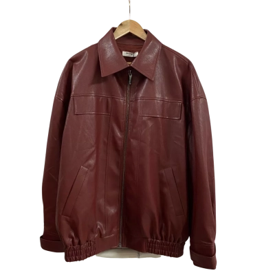 Showpo Womens  Size 12 Oversized Faux Leather Bomber Jacket Wine 