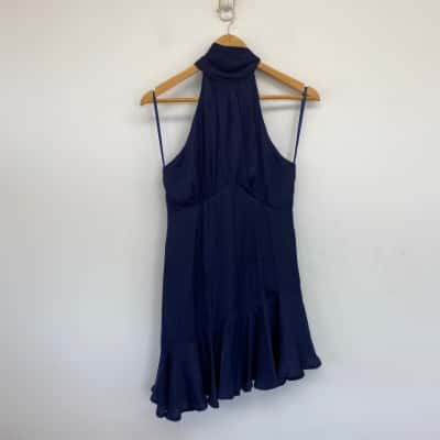 Here Comes The Sun Navy Blue High Neck Mini Dress  Size 10 