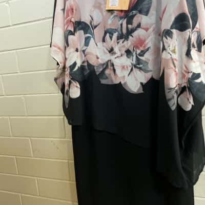 Liz Jordan Women's  Size 14 Cocktail Dress Black  / Floral 