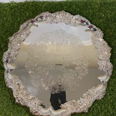 Todd Ornate round silver-plated serving tray