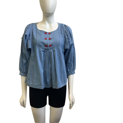 See By Chloé Womens  AUS Size 8 Button Detail Denim Top Blue