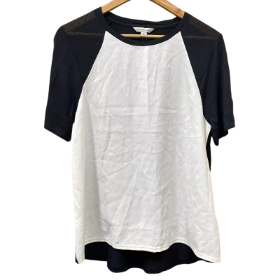 Calvin Klein Black/White Rhinestone Detail Top Size M