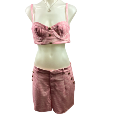  Amber x Meshki Kelly Gingham Top & Shorts - Pink Size XL