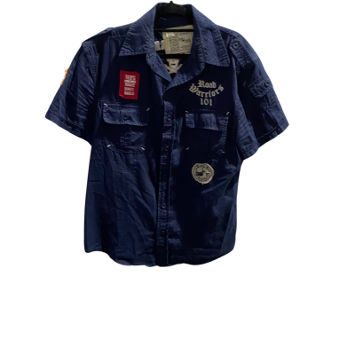 Rampage Mens  Size M Navy Blue Short Sleeve Shirt