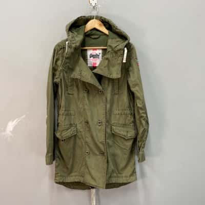 Superdry Military Mens  Size S Hood Jacket Khaki 