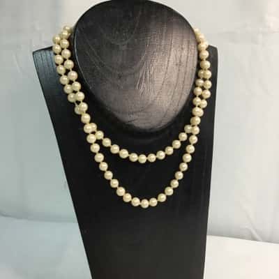  Womens 34inch Necklace Pearl with silver clasp