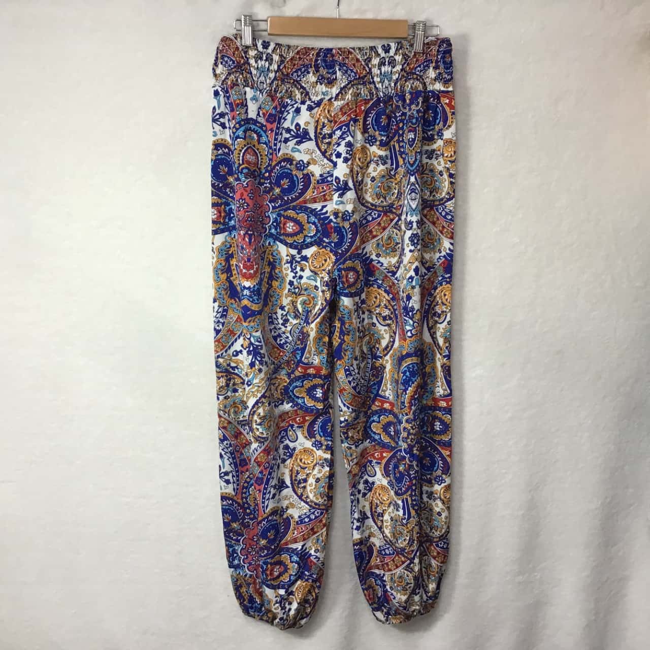Womens Size XL Multicoloured / Pattern Shirred Waist / Elastic Ankle Pants