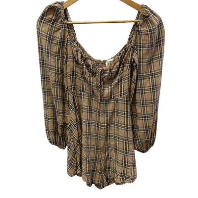 Princess Polly Womens Size 6 Plaid Long Sleeve Playsuit 