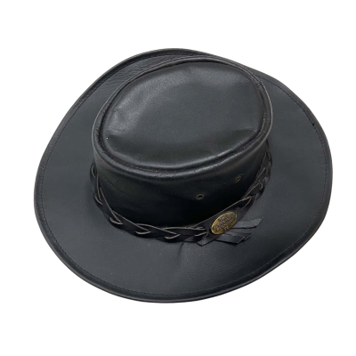 The Australian Bush Hat Co. - Mens Statesman Collection Genuine Leather Hat - Size: One Size Hat - Black  