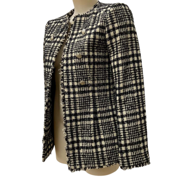 Marks & Spencer Women's Wool Blend Open Front Jacket - Black & Off White
