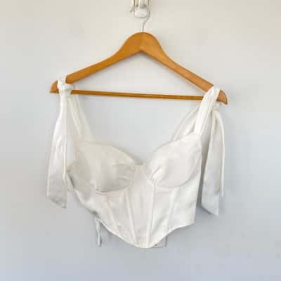 Saints + Secrets White Crop Corset Top  Size 6 