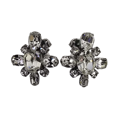  Womens Retro Earrings Cut Glass Clip On's