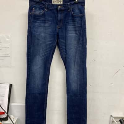 Selvedge Mens Straight Leg Jeans Blue 