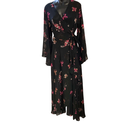 City Chic Womens  Size 14 Wrap Dress Black  / Floral 