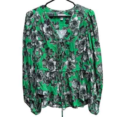 Ted Baker Women's Green Floral Blouse Size 2 / XS 