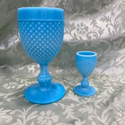 Turquoise Milk Glass Goblets