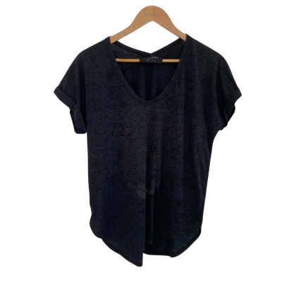 Decjuba Womens  Size XS Short Sleeve Top Black  / Grey 