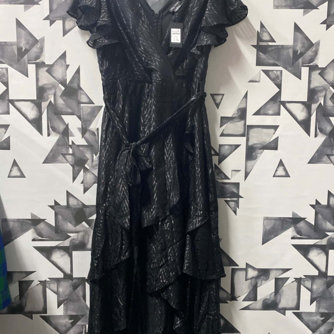 City Chic Womens Size XS Maxi Dress Black / Silver (s)