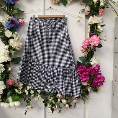 Morrison Womens  Size 1 / 8 Midi Skirt Beige / Checked / White 