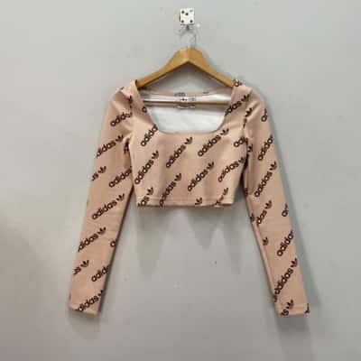 Adidas Womens  Size 8 Cropped Top Brown / Sparkly Pearl