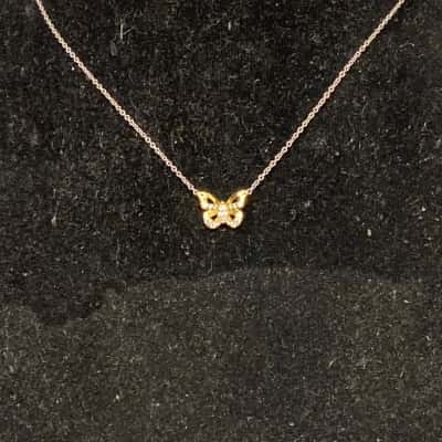 Mimco Womens Stirling silver 23cm drop butterfly charm Necklace 