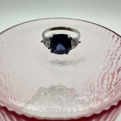 Blue & Clear Stone Ring Stamped 925