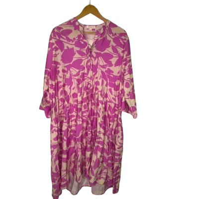  Womens  Size 16 Midi Dress Beige / Floral / Purple 