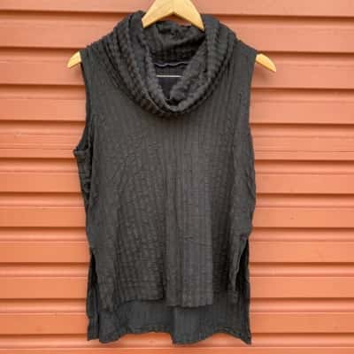 Metalicus Womens One Size Black Wool Blend Skivvy Tank 